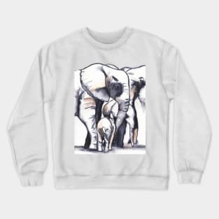 Family love - elephant painting in ink and watercolors Crewneck Sweatshirt